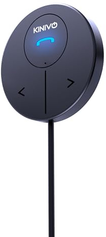 Kinivo BTC480 Kit manos libres Bluetooth para coche (para coches con entrada auxiliar de 3,5 mm, soporte magnético, cargador USB de doble puerto, conectividad multipunto)