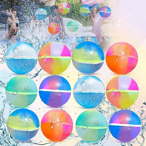 Wiederverwendbare Wasserbomben Selbstschließend, Wiederverwendbar magnet Wasserbomben Set Splash Bälle, Einfaches und schnelles Befüllen Geeignet für Kinder Erwachsene Strand Poolparty (12 Stück)