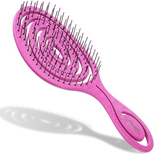 Ninabella Detangling Hair Brush for Women & Men - Does not Pull, Removes Tangles, Brushes for Straight, Curly & Wet Hair - Detangle Brush - Unique Spiral Hairbrush, Pink