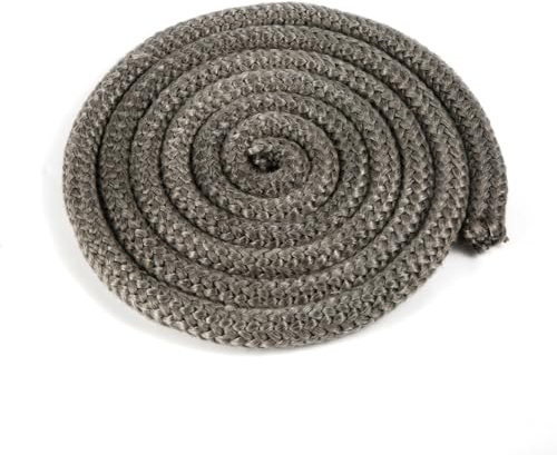 NQEUEPN Joint Tressé pour Insert et Poêle 15mm x 2,5m, Imprégnée de Graphite Joint d'Étanchéité en Fibre de Verre Corde de Joint de Cheminée Remplacement pour Poêles à Bois Cheminées