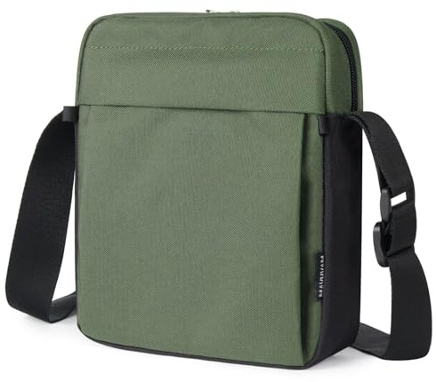 MAVHVAM Messenger Bag Mens Travel Cross Body Bags Small Lightweight Side-Bag with Adjustable Strap Water Repellent Large Capacity for Hiking Walking Work Daily Use Army Green