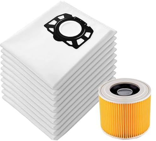 Awinker - Bolsas de aspiradora y filtro para Kärcher KFI 357, WD2, WD 2 Plus, WD 3, KWD 1-3, SE 4001, SE 4002 - Piezas de repuesto 2.863-314.0 (13)