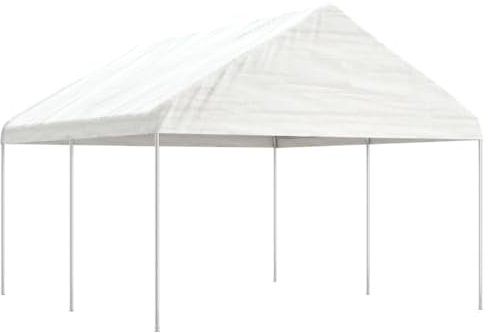Gecheer Vitt taklusthus 4,46 x 4,08 x 3,22 m i polyeten, utomhuslusthus, pergola-lusthus med duk, paviljong, festtält, grillpaviljong, #11