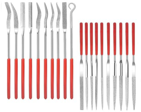 NIYATA 20Pcs Lime Aiguille Diamantée, Jeu de Lime Aiguille Metal,Jeu de Limes Précision,Limes de Précision pour Verre,Pierre,Bois,Solides et Durables