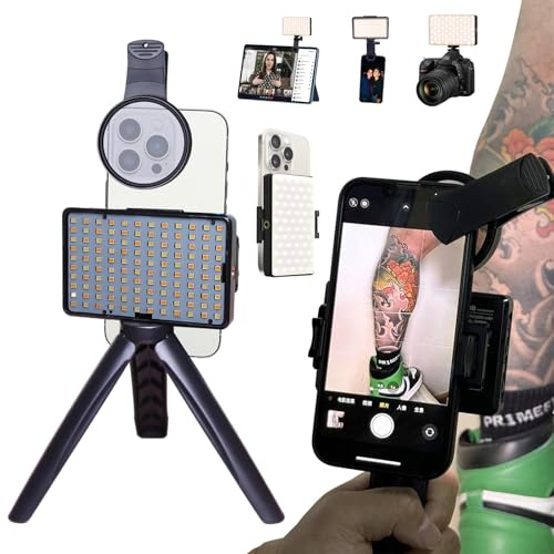 120 Led Tattoo Light Kit with 52mm Cpl,Tripod Light,Dual Clips,Tattoo Equipment and Supplies for Tiktok Taking Tattoo Photos and Remove Photo Glare,Selfie Light for Ipad,iPhone,PC