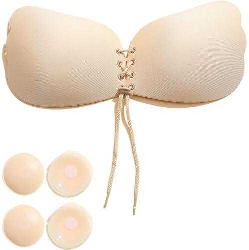 NJCXOLA Sujetador Invisible,Sujetador Sin Tirantes, Sujetadores Adhesivos Reutilizables Silicone Invisible Sujetador para Vestido y Boda, Sujetador Espalda Descubierta