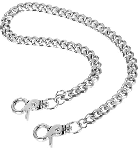 WY LIGHTING LEVEL Heavy Duty Waist Chain Punk Metal Wallet Chains Silver Color Hip Hop Keychain Round Clasp Goth Keyring for Men Women Pants Jeans Motorcycle Trucker Biker