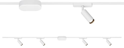 Briloner Set di partenza Luxtrail, 4x spot LED, espandibili, orientabili, lampade, sistema a binario per soffitto, binario per faretti, lampada a soffitto, plafoniera LED, faretto, 2 m, bianco