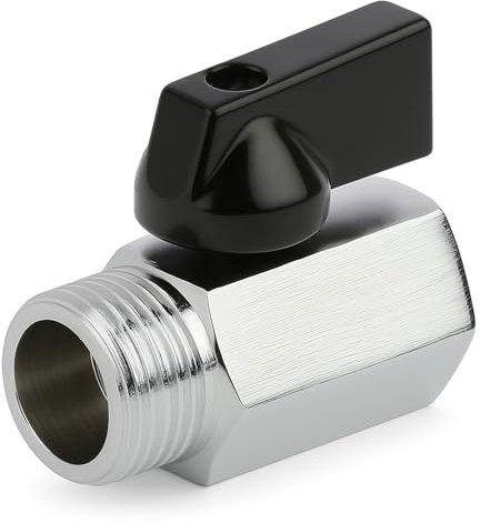 Mini Kugelhahn 10629, 1/2 Ig X 1/2 Ag, Messing Mini Kugelhahn, 90° Drehbarer Nylongriff, Absperrventil Verchromt G1/2 Innen(Ø20mm) X Außen(Ø21mm),Gewindefitting Messing Anschlussstücke