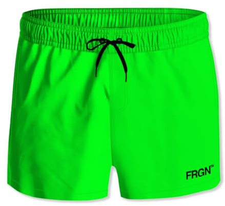 FREEGUN Maillot de Bain Homme Plage, Short de Bain, Séchage Rapide, Confortable avec Poches, Taille S - Vert Fluo