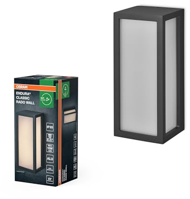 OSRAM Lampada da esterno ENDURA CLASSIC RADO W, lampada da parete, attacco E27, grigio scuro, alluminio, installazione semplice e veloce, diffusore opaco, classe di protezione IP65, uso esterno