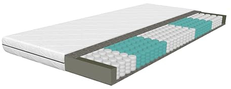 Schlaftroll Matelas orthopédique à ressorts ensachés 7 zones 90 x 200 cm H2/H3 - Matelas ferme - Surmatelas en mousse froide intégré - Mousse confortable - Hypoallergénique - Certifié Oeko-Tex