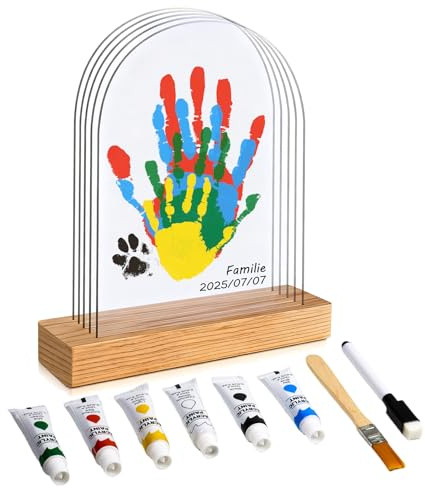 Set de Huellas Familiares para 5 Personas, Kit de Huellas de Manos y Pies de Bebé, Pinturas de Dedos No Tóxicas, Regalo de Nacimiento y Regalo de Navidad