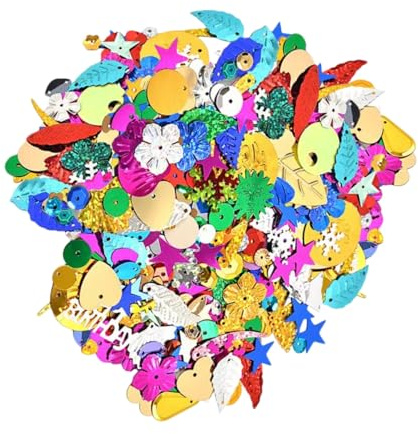 50g Gemischte Pailletten & Glitzer zum Basteln Verschiedene Formen, Lose Sequins für DIY Kunsthandwerk, Nageldesign, Kleidung, Handyhülle, Scrapbooking, Partydekoration