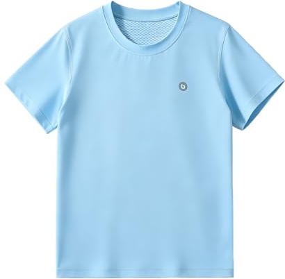 Kids Rash Vest Short Sleeve Swim Shirts UPF 50+ Sun Protection Boys Girls Swim Top Quick Dry Rash Guard T Shirt Age 8-13 (UK, Age, 12 Years, 13 Years, Regular, Blue)