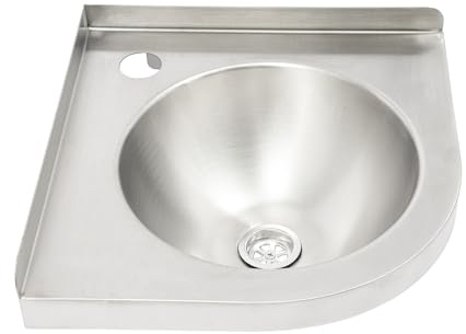 Giuffrida Lavabo plateado para autocaravana Mini fregadero de acero inoxidable para lavabo individual 30,5 x 30,5 cm montado en la pared lavabo triangular fregadero de cocina pequeño lavabo de esquina
