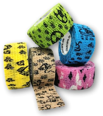 LisaCare Kinderpflaster selbsthaftend - elastisches, wasserfestes, staub- fett- und schmutzabweisendes Pflaster - bunte Motive - 5 Rollen á 2,5cm x 4,5m (2,5cm)