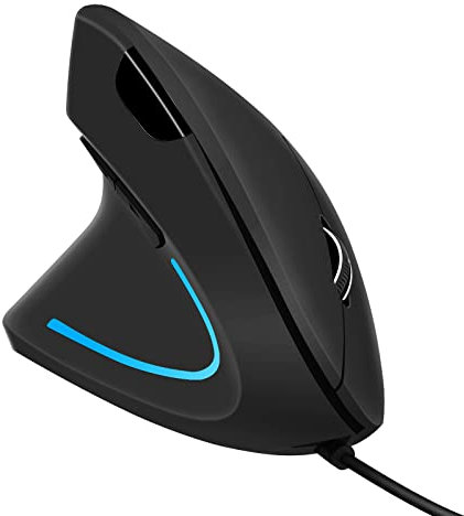 elec Space Vertical Left-Handed Mouse, Left Hand Ergonomic USB Wired Mice, Adjustable DPI(1000/1200/1600), 6 Buttons Optical Mouse for Office Gaming PC Laptop Computer Desktop Mac