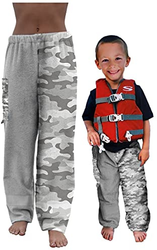 Paradise Towelwear Co. Towel Pants for Swimmers – Cotton Terry Towel Pants – Beach Coverup – Resort Wear – Swim wear, Grey, KIDS M/L