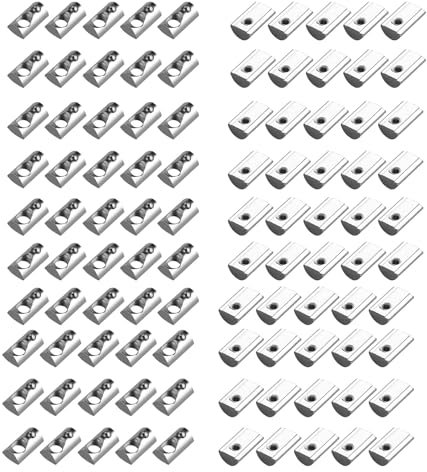100x EYPINS Nutensteine mit Kugel Nut 8, M5 Hammermutter mit Zentrierung Steg, Gleitmuttern 40x40 Stahl Verzinkt Nutmuttern T-Nut M5 Gewinde für 3D Drucker, CNC, Aluprofil-Extrusionsschlitz 40-Serie