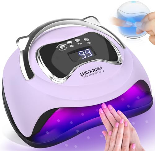ENCOUN 180W UV Lampe für Gelnägel, Led Lampe Nägel, UV Lampes für Nägel, Nageltrockner Lampes mit süßer Griff, Mini Nagellack UVs Lampess 4 Timer Einstellungen, Nagellampe für Anfänger Nail Art DIY