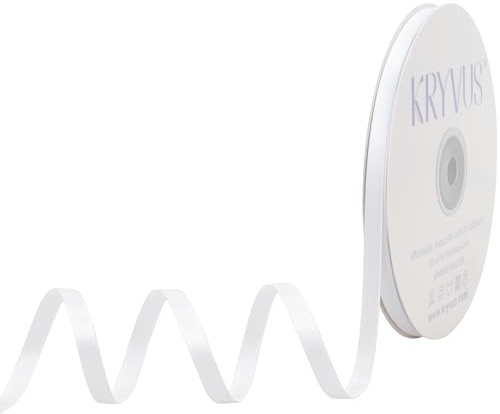 Kryvus White Satin Ribbon, Double Faced 1/4 Inch X 50 Yards White Ribbon, Premium Satin Ribbons for Gift Wrapping, Crafts, Hair Bow Making, Sewing, Flower Bouquet, Wedding Party Decor