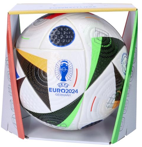 Adidas Unisex Euro24 Pro Ballon, White/Black/Globlu, Size 5