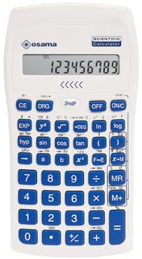 OSAMA - Calcolatrice Scientifica 56 Funzioni, 10 Cifre Mantissa e 2 Esponente, Cose per la Scuola con Custodia Scorrevole Valida per Esami di Stato - Materiale Scolastico per Back to School, Blu