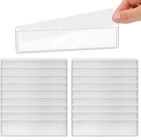 Lot de 60 porte-étiquette autocollant, 11 x 3 cm, porte-étiquettes en plastique, pour bureau, école, organiser, (11 x 3 cm)