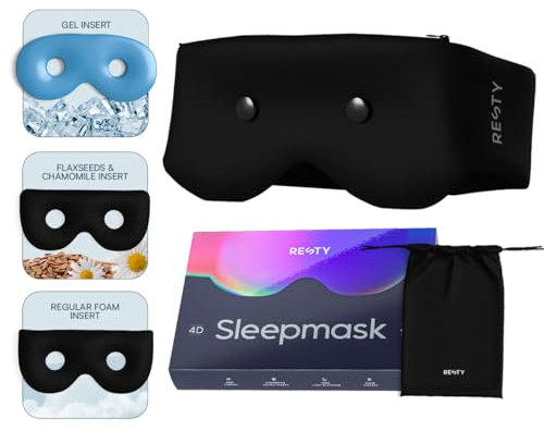 Resty 4D Schlafmaske mit 3 Einsätzen und verstellbarem Band