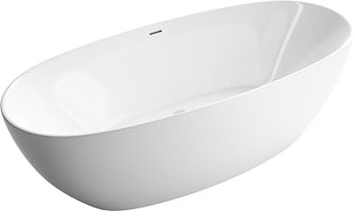 BERNSTEIN Freistehende Badewanne BELAQUA Acryl Weiß glänzend - 170 x 80x 58 cm - 5 Jahre Garantie - moderne Standbadewanne mit Überlauf - Doppelwandige Bauweise, Ablauf mit Pop-Up-Funktion