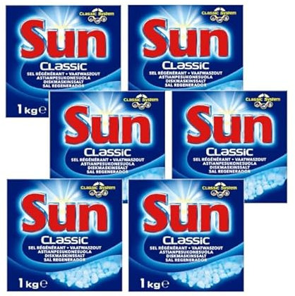 SUN CLASSIC - Sel Regénérant 1Kg Détergent pour lave-vaisselle - Pack de 6