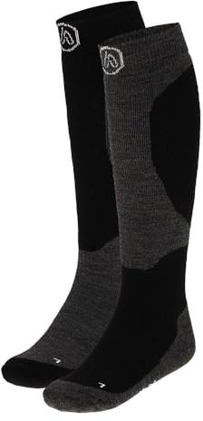 Morethansocks - Skisocken Kinder - Unisex - 2 Paar - Multi Schwarz - Größe 23/26 - Skisocken für Kinder - Skisocken für Jungen - Skisocken für Mädchen