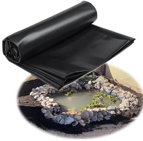 Dtyubfg Teichfolie HDPE Teichfolien 10x12m 15x15m 3x4m 5x6m 7x8m Wassergarten Fisch Teichmembran UV-Beständigkeit Teichplane Fisch Und Pflanzenfreundlich (Color: Black, Size: 8X10m)