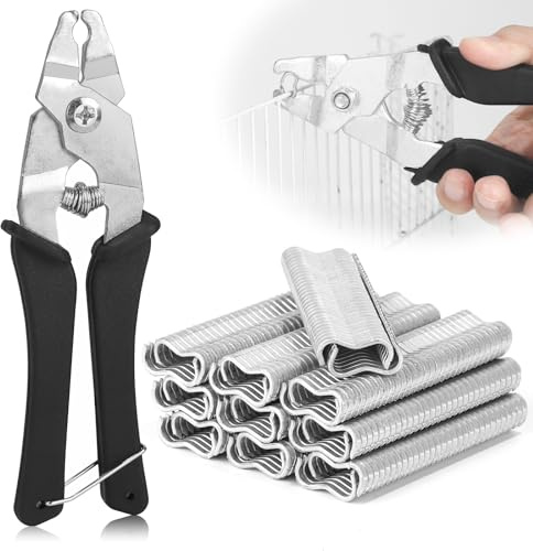 DBREAKS Kit de Pince à Anneau de Porc avec 1200 Agrafe Grillage, Pince a Grillage, Pince de Clôture, pour Animaux de Compagnie, Clôtures, Installation de Décoration Intérieure et Extérieure