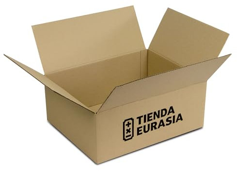 TIENDA EURASIA - Cajas de Cartón para Mudanzas | Pack de 5 Unidades | Cartón Ondulado Doble Capa | sin Asas | Marrón | para Almacenaje y Paquetería (50 x 40 x 20 cm)