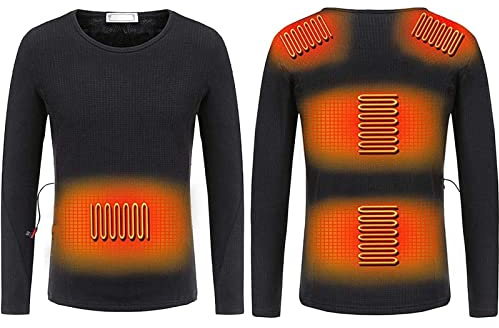 DRFGHK sous-vêtements Thermiques Chauffants pour Hommes et Femmes, t-Shirts Thermiques USB à Manches Longues, Couche de Base Ultra Douce, Haut Chaud, Lavable