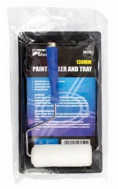 Paint Roller & Tray Set - 5 (13cm) - White - Home Wall Ceiling Door Wood Painting Decorating Emulsion Brush Sleeve Kit - by Pro User