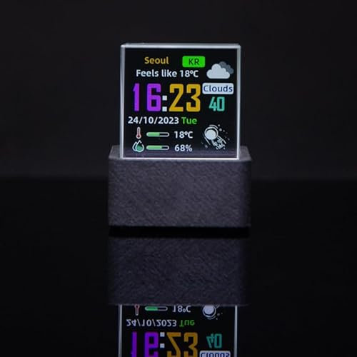 Mini ologramma 3D a forma di cubo, orologio digitale intelligente con stazione meteorologica, display flessibile con album fotografico personalizzato, tempo reale, visualizzazione dell'ora, animazione