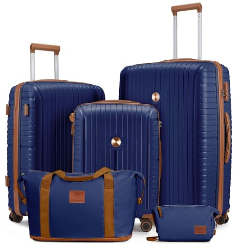 Joyway 5 Piezas Juego de Maletas, Set Trolley de Viaje-20/24/28 Pulgadas, con TSA Cerradura y Ruedas Multiángulo Spinner Incluidas 1 Neceser y 1 Bolsa