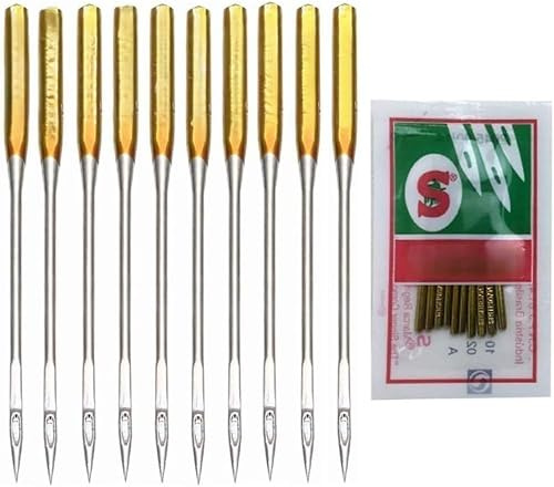 10 agujas para máquina de coser, máquina de coser de ojo grande, agujas de máquina de coser para el hogar, suministros de nociones de costura (tamaño 16)