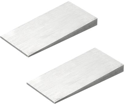 PATIKIL 2 Pcs Metal Wedge, 4.8x2.4x0.5 Inch Carbon Steel Wedge Shims Triangle Flange Beveled Washers Strong Durable for Pipe Fitting Welding Tool Factory Lathe Machine Tool, Silver Tone