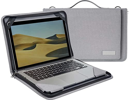 Broonel Grått läderfodral för bärbar dator - kompatibelt med ASUS Chromebook C433TA-AJ0016 14 tum FHD Touchscreen Convertible Laptop