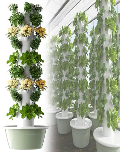 Torre de cultivo hidropónico vertical, torre de cultivo hidropónico sin suelo, jardinera de interior con circulación automática de agua, ideal para el hogar, el jardín,Black-5layers