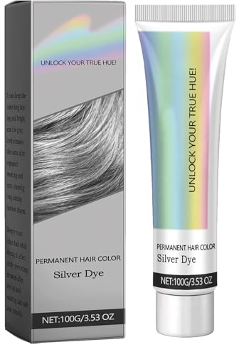 Crema De Tinte De Cabello Gris Plateado De Moda,2 en 1 Extracto de Esencia Natural Tinte de Cabello Plateado,Crema Colorante para Cabello Gris,Tóner De Cabello Plateado Para Mujeres 100g