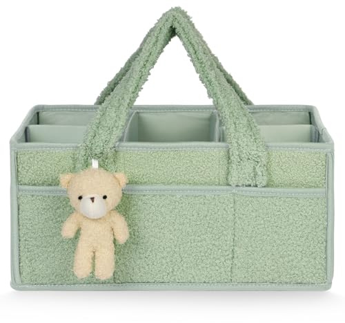 HAGOT Organizador Pañales, Cesta Organizadora Bebe, Grande Pañales Bolso Para Bebés para Bebes Recien Nacidos de Viaje (Verde)