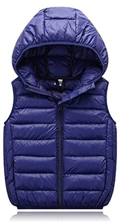 Doudoune sans Manche Enfant Garçons Fille Duvet Hiver Matelassé Veste à Capuche Gilet Couleur Unie DéContractée D'Extérieur Chaud Gilets à Capuche avec Zippée Manteau en Duvet sans Manche Veste