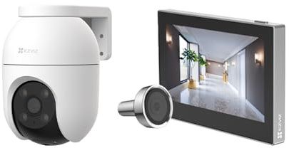 EZVIZ Lotes de CP2 Mirilla de Puerta y C8C 2MP Camara de Vigilancia Exterior