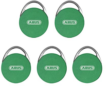 5 Stück ABUS WAppLoxx Transponder Schwarz Schließmedium für digitale Zylinder kontaktloses robustes Schließsystem | polierter Edelstahl + Grün