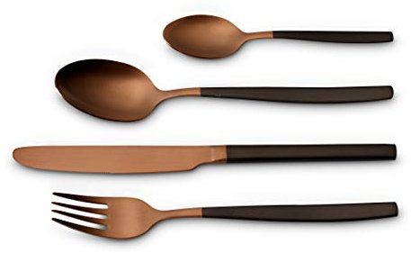Echtwerk Tafelbesteck Positano Due-Bronze/Black Edition, 24-teilig, für 6 Personen, 18/10 mattiert, Edelstahl, Hochwertiges Besteck Set, für Esstisch, Tischdeko für Hochzeiten und festliche Tafeln
